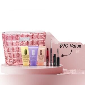 Clinique Makeup Set with Pink Cosmetic Bag